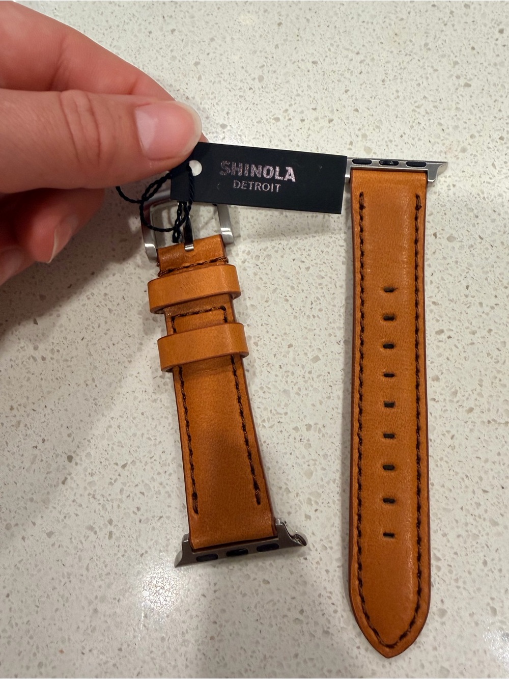 New Shinola Detroit Apple Watch Band - Bourbon Leather